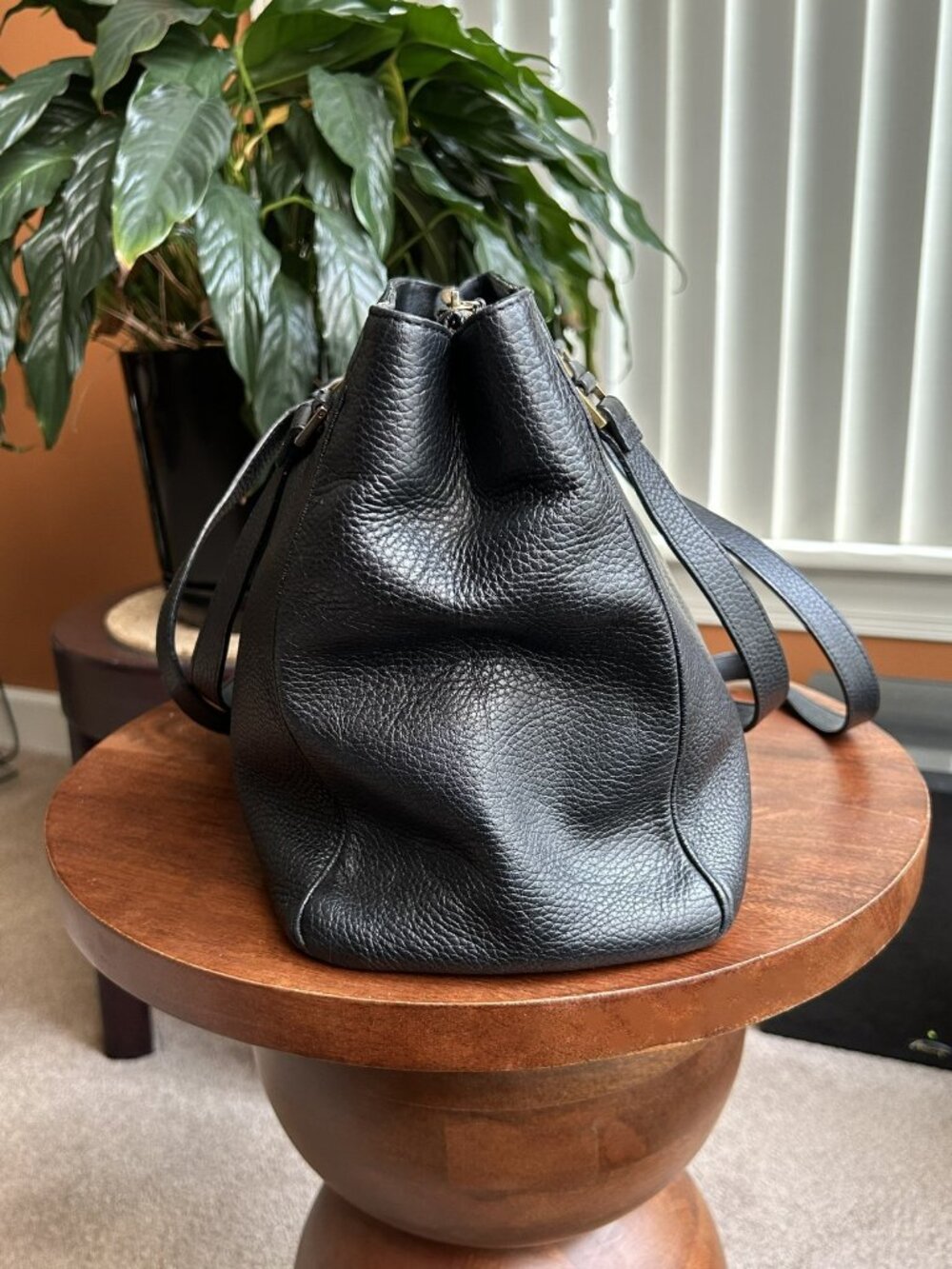 GIANNI VERSACE Medusa Leather Tote Bag, Black - Picture 6 of 14
